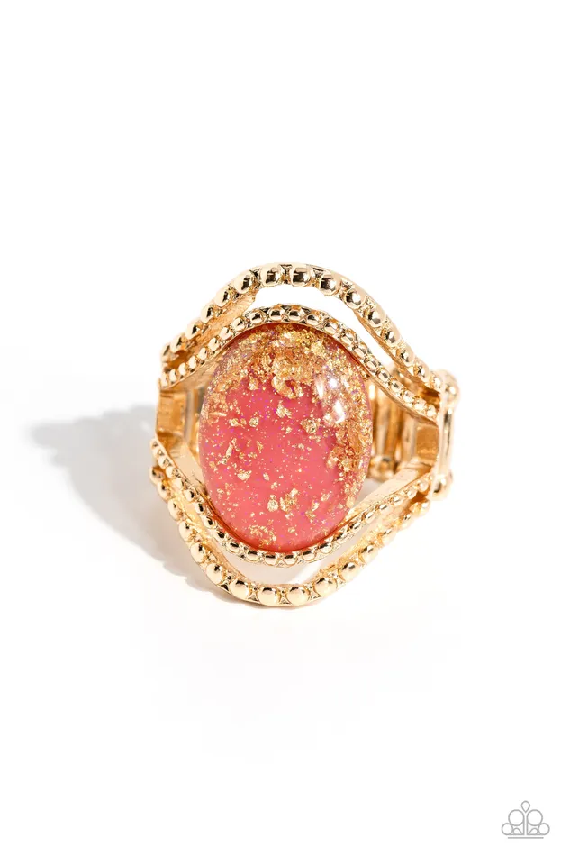 Paparazzi Accessories Rings Noble Nebula Pink Opalescent Bead Gold Ring Paparazzi Paparazzi Accessories Rings Noble Nebula Pink Opalescent Bead Gold Ring Paparazzi