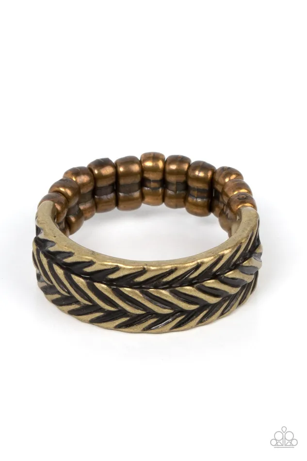 Paparazzi Accessories Rings Rebellious Ridges Brass Chevron Ring Paparazzi