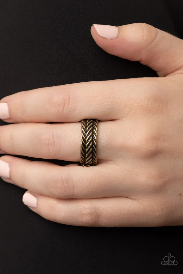 Paparazzi Accessories Rings Rebellious Ridges Brass Chevron Ring Paparazzi