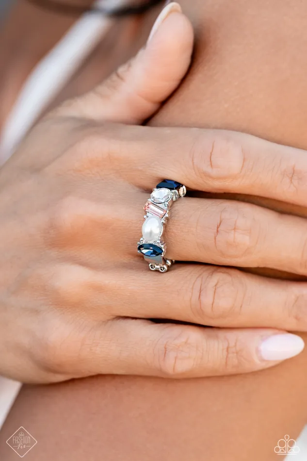 Paparazzi Accessories Rings Reputable Rarity Multi Blue White Peach Gem Silver Ring Paparazzi Fashion Fix September 2023