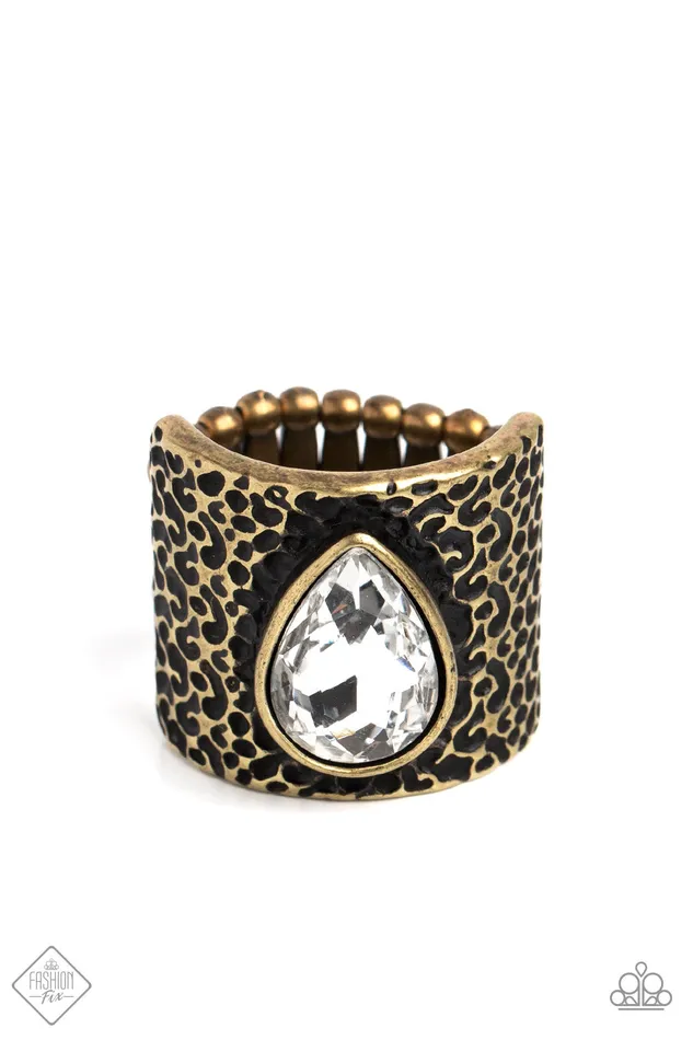 Paparazzi Accessories Rings Singed Shape Brass Frame White Gem Ring Paparazzi Fashion Fix January 2023 Paparazzi Accessories Rings Singed Shape Brass Frame White Gem Ring Paparazzi Fashion Fix January 2023