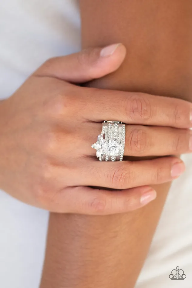 Paparazzi Accessories Rings Top Dollar Bling White Rhinestone Silver Ring Paparazzi