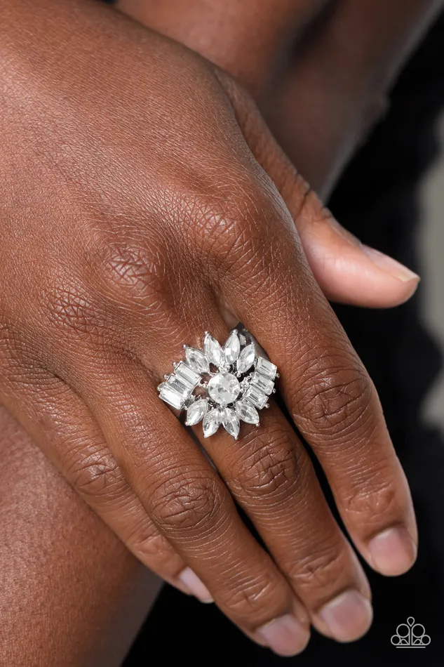 Paparazzi Accessories Rings Untamable Universe White Rhinestone Silver Ring Paparazzi