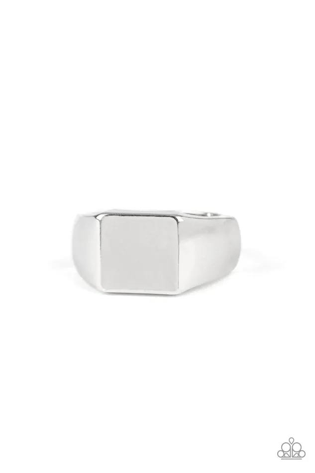 Paparazzi Accessories Rings Void Silver Square Mens Ring Paparazzi