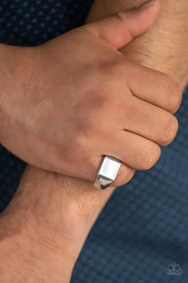 Paparazzi Accessories Rings Void Silver Square Mens Ring Paparazzi
