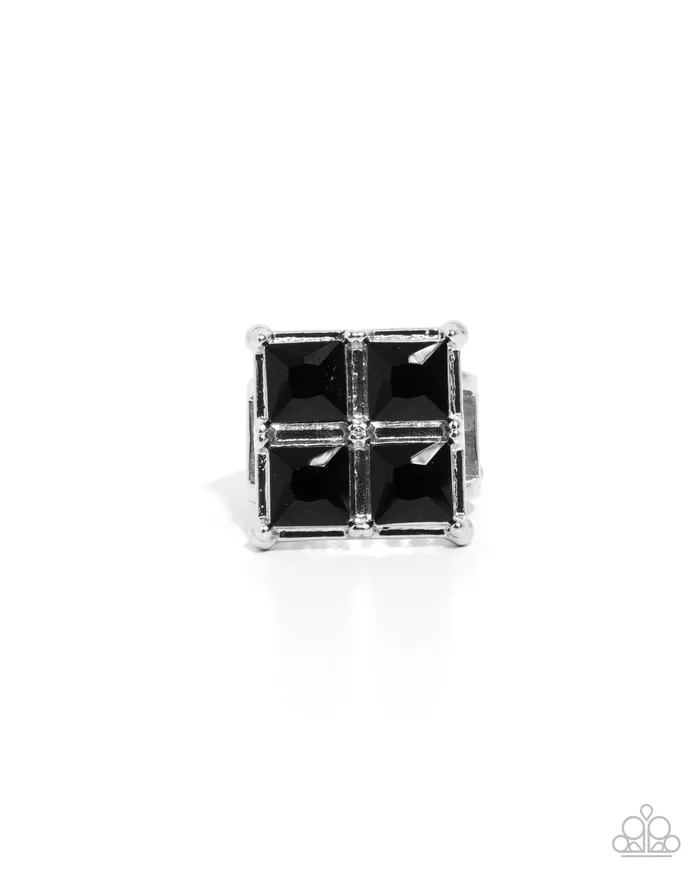 Paparazzi Accessories Rings Window Whimsy Black Square Gem Silver Ring Paparazzi Paparazzi Accessories Rings Window Whimsy Black Square Gem Silver Ring Paparazzi