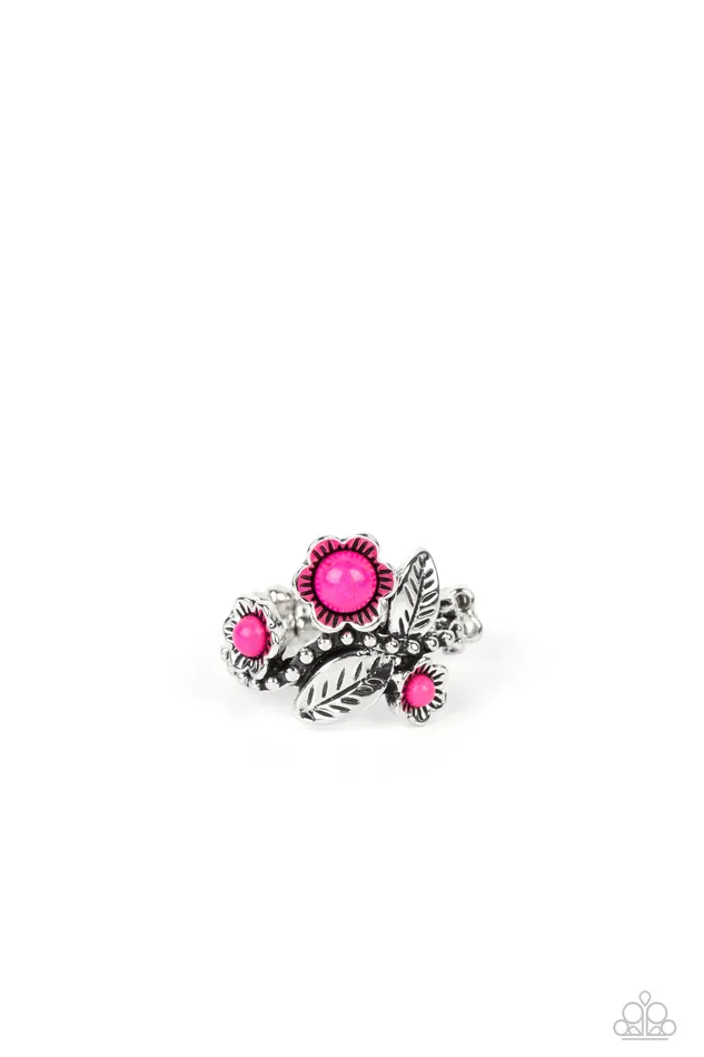 Paparazzi Accessories Rings Wonderland Wildflower Pink Stone Silver Floral Ring Paparazzi Paparazzi Accessories Rings Wonderland Wildflower Pink Stone Silver Floral Ring Paparazzi