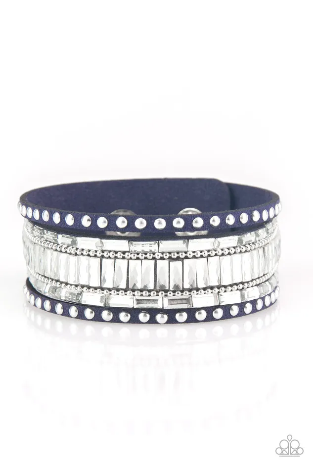 Paparazzi Accessories Rock Star Rocker Blue Leather White Rhinestone Wrap Bracelet Paparazzi Bracelets Paparazzi Accessories Rock Star Rocker Blue Leather White Rhinestone Wrap Bracelet Paparazzi Bracelets