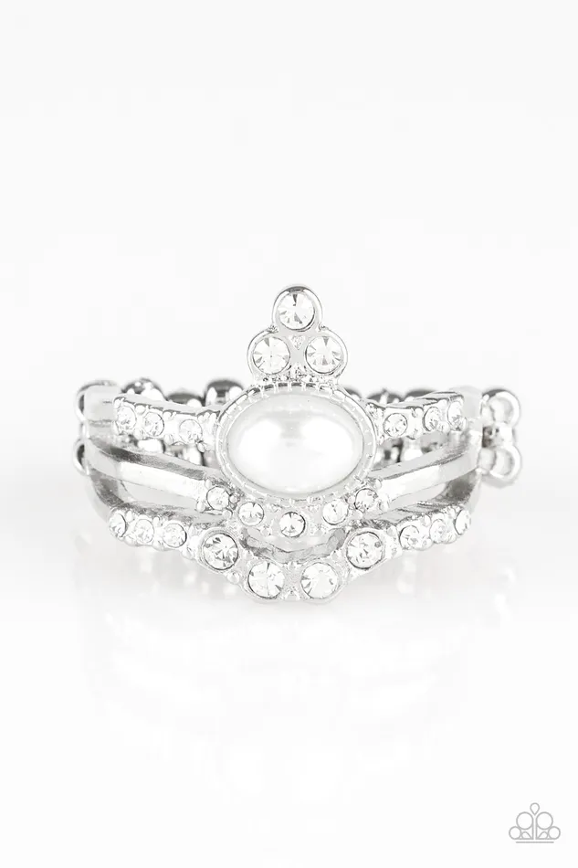 Paparazzi Accessories Timeless Tiaras White Pearl Rhinestone Silver Ring Paparazzi Rings Paparazzi Accessories Timeless Tiaras White Pearl Rhinestone Silver Ring Paparazzi Rings