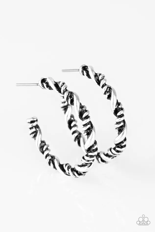 Paparazzi Plainly Panama Silver Twisted Rope Hoop Tribal Earrings Paparazzi Accessories Earrings Paparazzi Plainly Panama Silver Twisted Rope Hoop Tribal Earrings Paparazzi Accessories Earrings