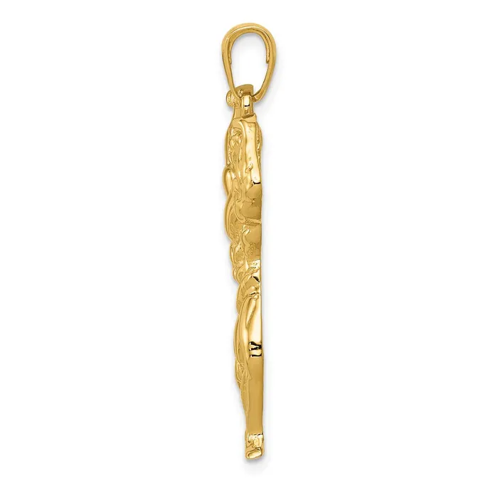 PreStyled Sets Qgold 14k Yellow Gold 15 mm Solid Polished Weightlifter Pendant 377 grams