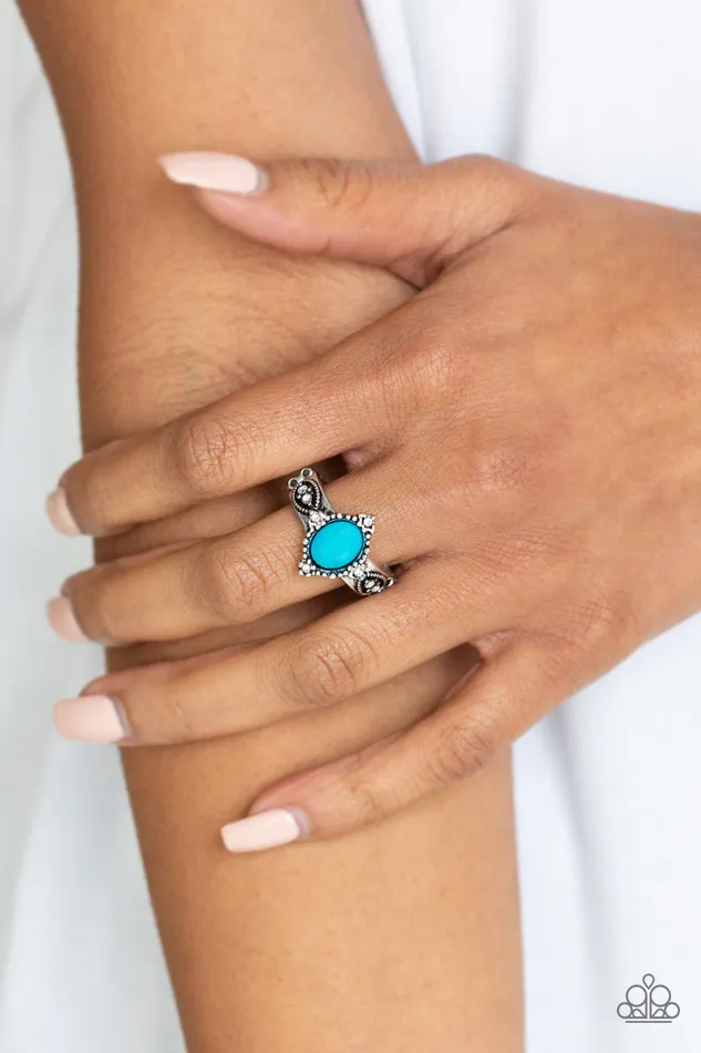Pricelessly Princess Blue Bead Silver Ring Paparazzi Paparazzi Accessories Rings