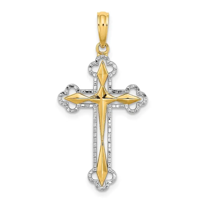 Qgold 10k Yellow wRhodium 17 mm DC Reversible Cross Charm 128 grams Charm Necklaces Qgold 10k Yellow wRhodium 17 mm DC Reversible Cross Charm 128 grams Charm Necklaces