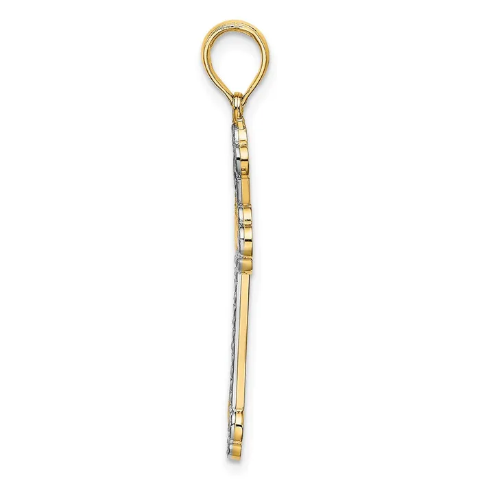 Qgold 10k Yellow wRhodium 17 mm DC Reversible Cross Charm 128 grams Charm Necklaces Qgold 10k Yellow wRhodium 17 mm DC Reversible Cross Charm 128 grams Charm Necklaces