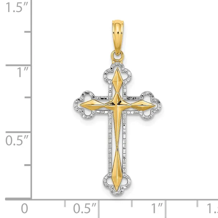 Qgold 10k Yellow wRhodium 17 mm DC Reversible Cross Charm 128 grams Charm Necklaces Qgold 10k Yellow wRhodium 17 mm DC Reversible Cross Charm 128 grams Charm Necklaces