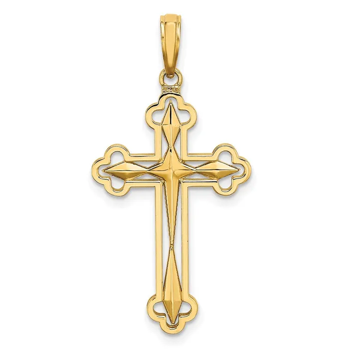 Qgold 10k Yellow wRhodium 17 mm DC Reversible Cross Charm 128 grams Charm Necklaces Qgold 10k Yellow wRhodium 17 mm DC Reversible Cross Charm 128 grams Charm Necklaces