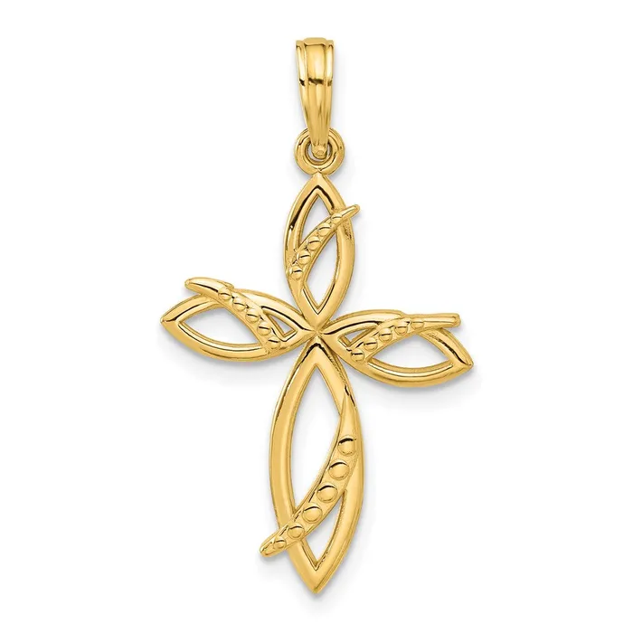 Qgold 14k Yellow Gold 179 mm Fancy Cross Charm 16 grams Charm Necklaces