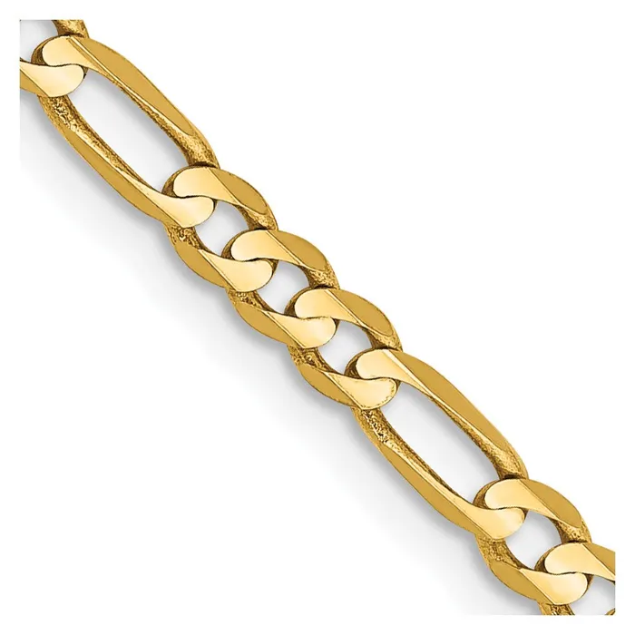 Qgold Bracelets 10k Yellow Gold 3 mm Concave Figaro Bracelet 221 grams