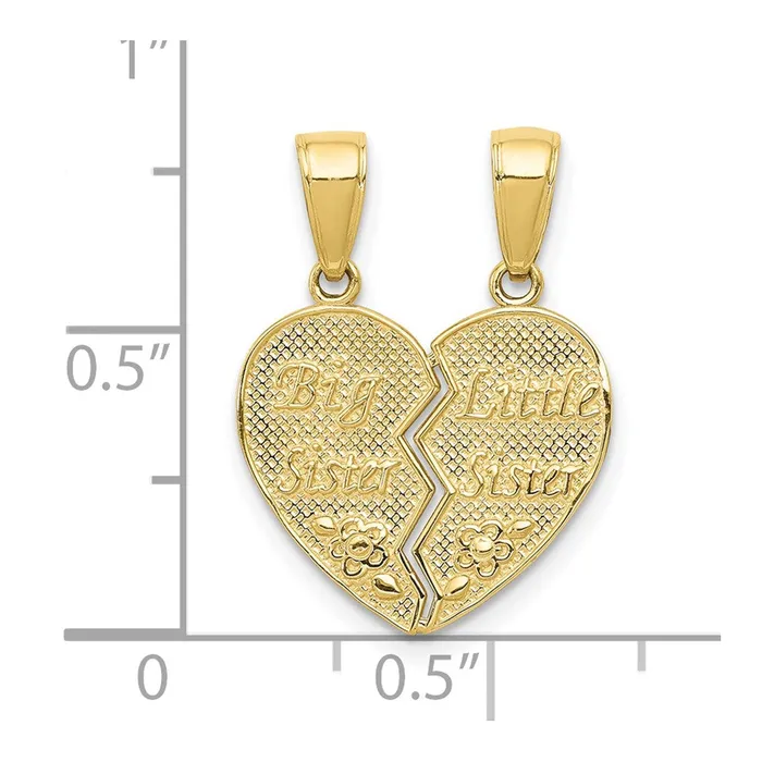 Qgold Charm Necklaces 10k Yellow Gold 15 mm Big SisterLittle Sister Breakapart Charm 133 grams Qgold Charm Necklaces 10k Yellow Gold 15 mm Big SisterLittle Sister Breakapart Charm 133 grams