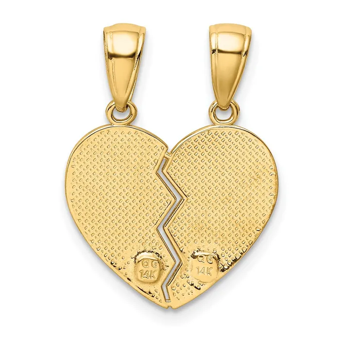 Qgold Charm Necklaces 10k Yellow Gold 15 mm Big SisterLittle Sister Breakapart Charm 133 grams Qgold Charm Necklaces 10k Yellow Gold 15 mm Big SisterLittle Sister Breakapart Charm 133 grams