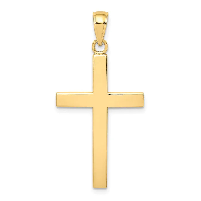 Qgold Charm Necklaces 10k Yellow Gold 18 mm Polished Beveled Cross Charm 235 grams Qgold Charm Necklaces 10k Yellow Gold 18 mm Polished Beveled Cross Charm 235 grams