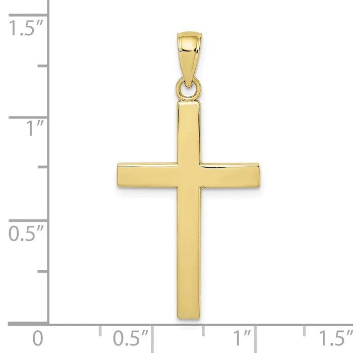 Qgold Charm Necklaces 10k Yellow Gold 18 mm Polished Beveled Cross Charm 235 grams Qgold Charm Necklaces 10k Yellow Gold 18 mm Polished Beveled Cross Charm 235 grams
