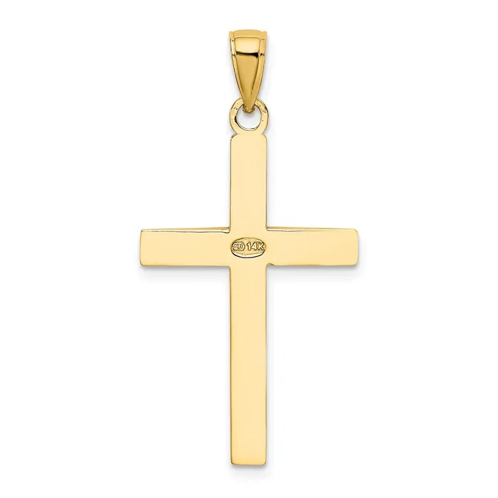 Qgold Charm Necklaces 10k Yellow Gold 18 mm Polished Beveled Cross Charm 235 grams Qgold Charm Necklaces 10k Yellow Gold 18 mm Polished Beveled Cross Charm 235 grams