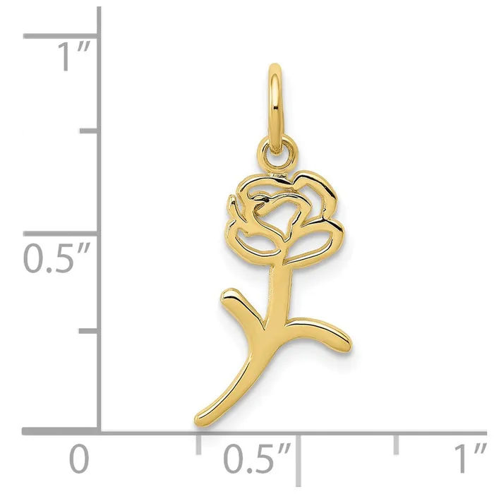 Qgold Charm Necklaces 10k Yellow Gold 9 mm Rose Charm 04 grams Qgold Charm Necklaces 10k Yellow Gold 9 mm Rose Charm 04 grams