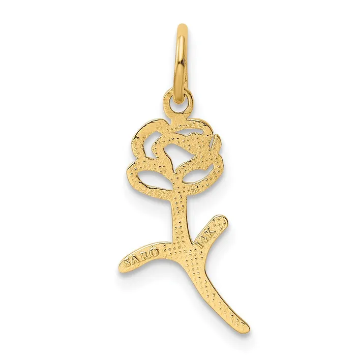 Qgold Charm Necklaces 10k Yellow Gold 9 mm Rose Charm 04 grams Qgold Charm Necklaces 10k Yellow Gold 9 mm Rose Charm 04 grams