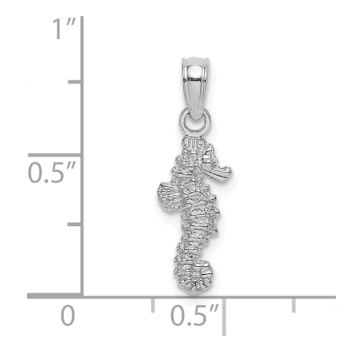 Qgold Charm Necklaces 14k White Gold 63 mm 3D Mini Seahorse Charm 063 grams Qgold Charm Necklaces 14k White Gold 63 mm 3D Mini Seahorse Charm 063 grams