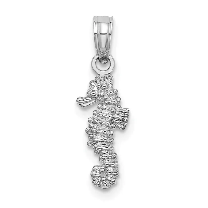 Qgold Charm Necklaces 14k White Gold 63 mm 3D Mini Seahorse Charm 063 grams Qgold Charm Necklaces 14k White Gold 63 mm 3D Mini Seahorse Charm 063 grams