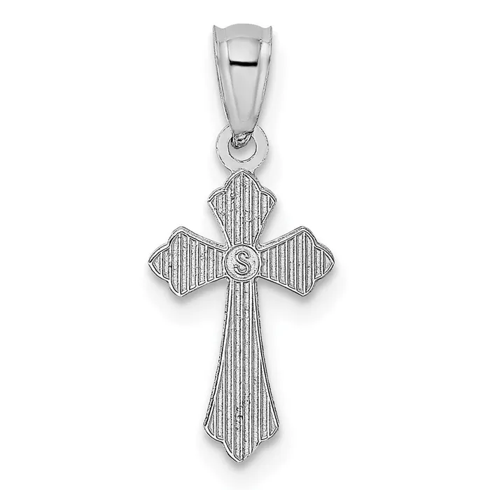 Qgold Charm Necklaces 14k White Gold 9 mm Budded Cross Charm 038 grams Qgold Charm Necklaces 14k White Gold 9 mm Budded Cross Charm 038 grams