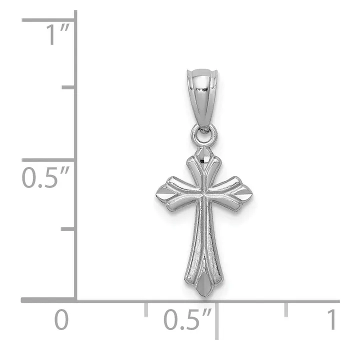 Qgold Charm Necklaces 14k White Gold 9 mm Budded Cross Charm 038 grams Qgold Charm Necklaces 14k White Gold 9 mm Budded Cross Charm 038 grams