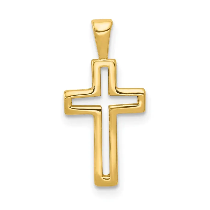 Qgold Charm Necklaces 14k Yellow Gold 10 mm Cross Charm 064 grams