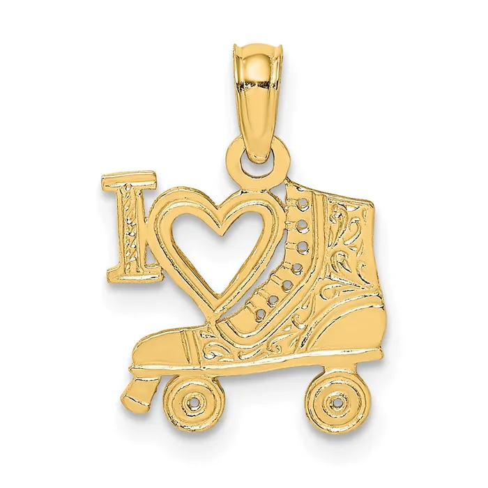 Qgold Charm Necklaces 14k Yellow Gold 1205 mm I HEART wRoller Skate Charm 06 grams Qgold Charm Necklaces 14k Yellow Gold 1205 mm I HEART wRoller Skate Charm 06 grams