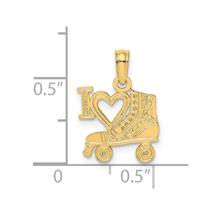 Qgold Charm Necklaces 14k Yellow Gold 1205 mm I HEART wRoller Skate Charm 06 grams Qgold Charm Necklaces 14k Yellow Gold 1205 mm I HEART wRoller Skate Charm 06 grams