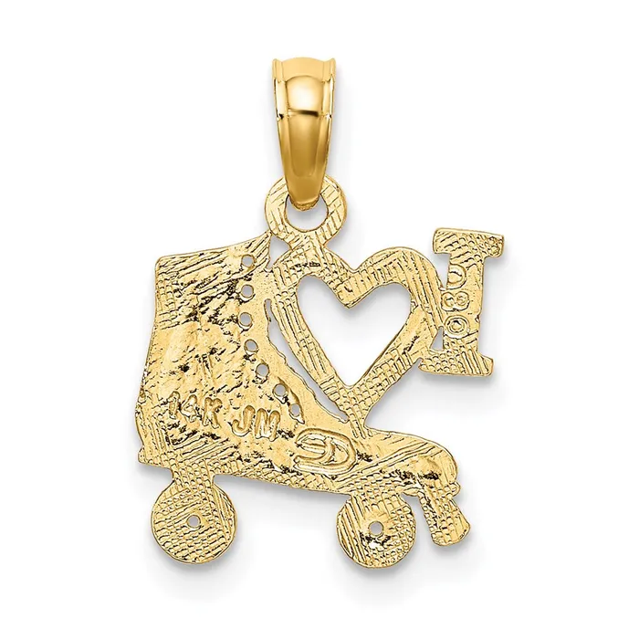 Qgold Charm Necklaces 14k Yellow Gold 1205 mm I HEART wRoller Skate Charm 06 grams Qgold Charm Necklaces 14k Yellow Gold 1205 mm I HEART wRoller Skate Charm 06 grams
