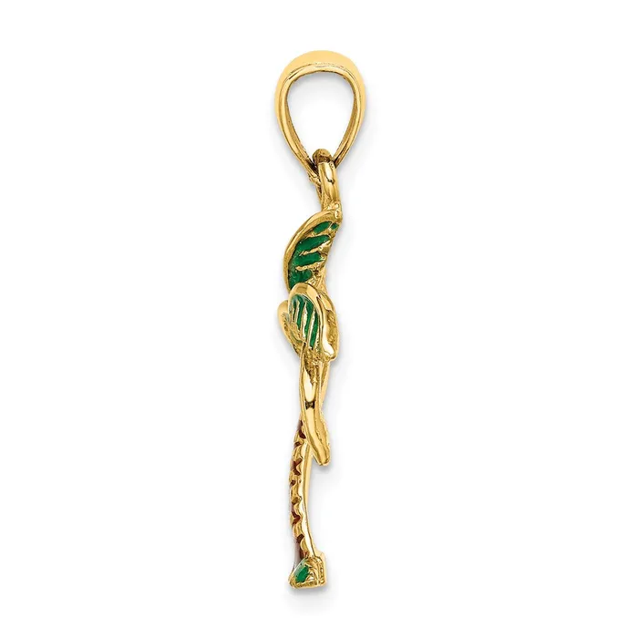 Qgold Charm Necklaces 14k Yellow Gold 157 mm Enamel Palm Tree Charm 165 grams Qgold Charm Necklaces 14k Yellow Gold 157 mm Enamel Palm Tree Charm 165 grams
