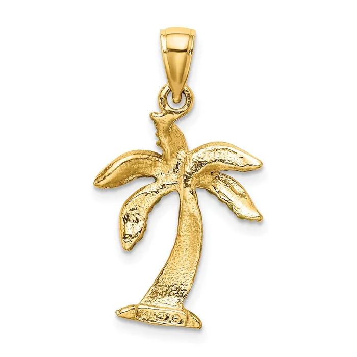 Qgold Charm Necklaces 14k Yellow Gold 157 mm Enamel Palm Tree Charm 165 grams Qgold Charm Necklaces 14k Yellow Gold 157 mm Enamel Palm Tree Charm 165 grams