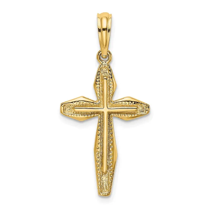 Qgold Charm Necklaces 14k Yellow Gold 15 mm Polished and Textured Cross Charm 127 grams Qgold Charm Necklaces 14k Yellow Gold 15 mm Polished and Textured Cross Charm 127 grams