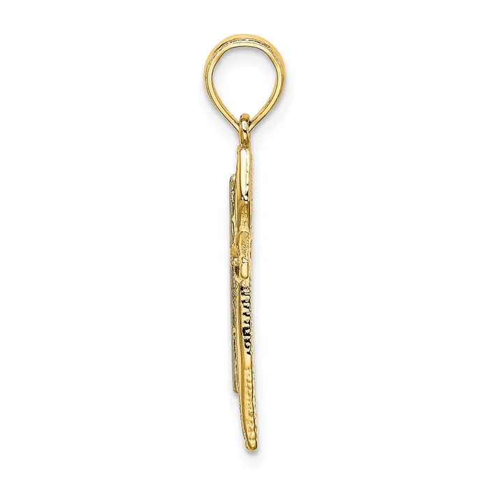 Qgold Charm Necklaces 14k Yellow Gold 15 mm Polished and Textured Cross Charm 127 grams Qgold Charm Necklaces 14k Yellow Gold 15 mm Polished and Textured Cross Charm 127 grams