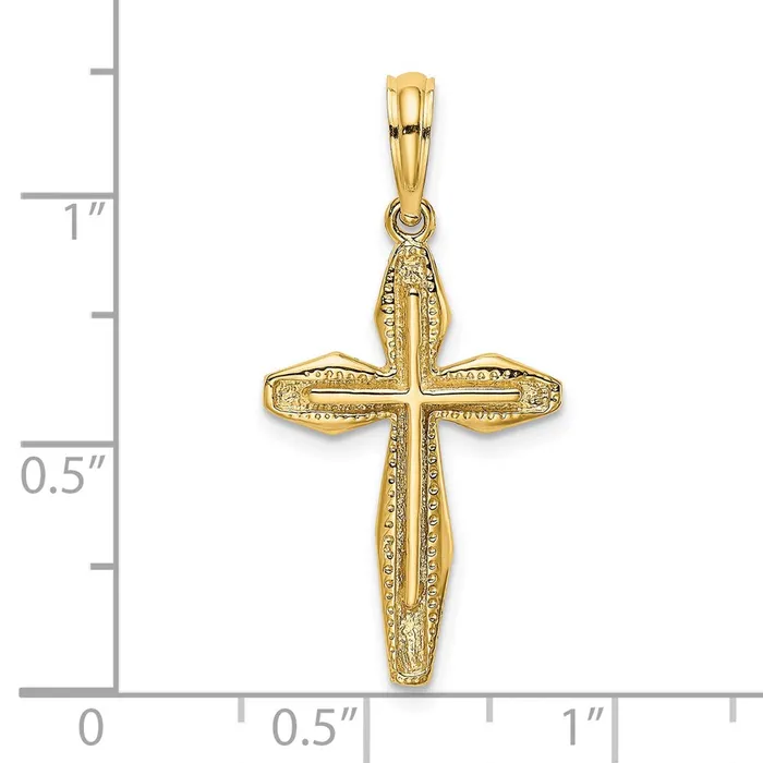Qgold Charm Necklaces 14k Yellow Gold 15 mm Polished and Textured Cross Charm 127 grams Qgold Charm Necklaces 14k Yellow Gold 15 mm Polished and Textured Cross Charm 127 grams
