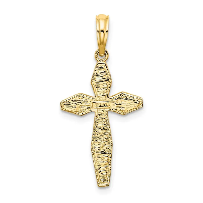 Qgold Charm Necklaces 14k Yellow Gold 15 mm Polished and Textured Cross Charm 127 grams Qgold Charm Necklaces 14k Yellow Gold 15 mm Polished and Textured Cross Charm 127 grams