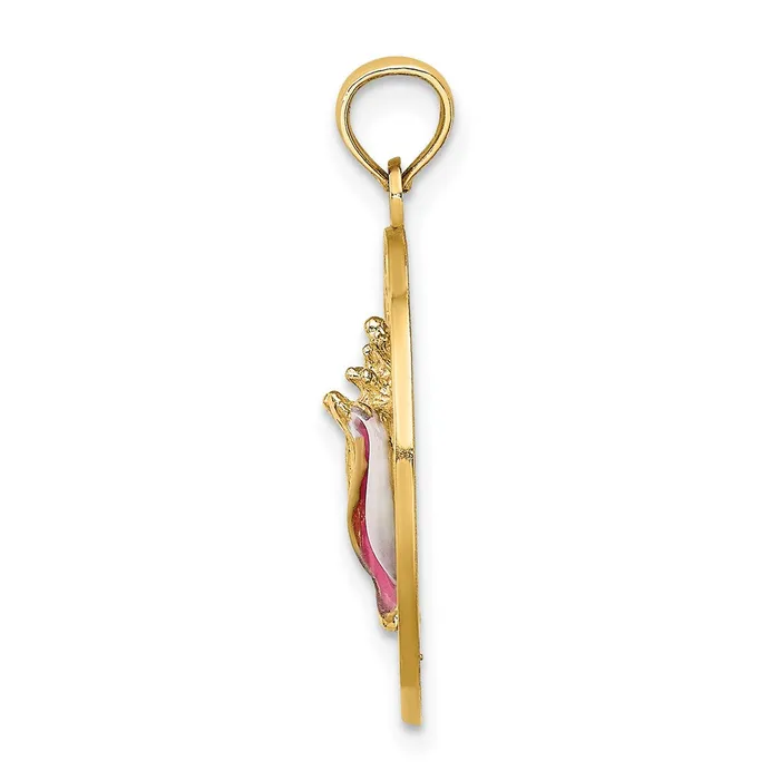 Qgold Charm Necklaces 14k Yellow Gold 192 mm SARASOTA Circle w Enamel Conch Shell Charm 222 grams Qgold Charm Necklaces 14k Yellow Gold 192 mm SARASOTA Circle w Enamel Conch Shell Charm 222 grams