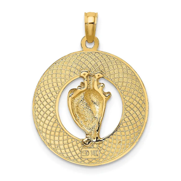 Qgold Charm Necklaces 14k Yellow Gold 192 mm SARASOTA Circle w Enamel Conch Shell Charm 222 grams Qgold Charm Necklaces 14k Yellow Gold 192 mm SARASOTA Circle w Enamel Conch Shell Charm 222 grams