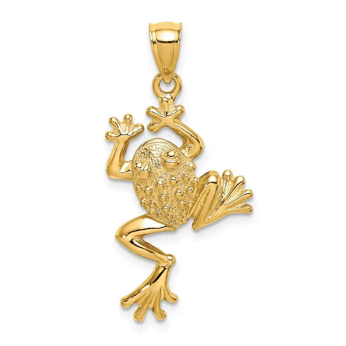 Qgold Charm Necklaces 14k Yellow Gold 199 mm Frog w Textured Back Charm 3 grams Qgold Charm Necklaces 14k Yellow Gold 199 mm Frog w Textured Back Charm 3 grams