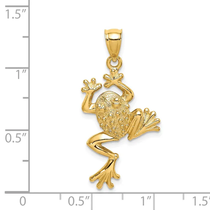 Qgold Charm Necklaces 14k Yellow Gold 199 mm Frog w Textured Back Charm 3 grams Qgold Charm Necklaces 14k Yellow Gold 199 mm Frog w Textured Back Charm 3 grams