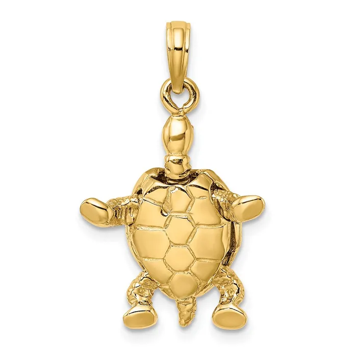 Qgold Charm Necklaces 14k Yellow Rhodium 18 mm 3D Land Turtle W Moveable Head Charm 234 grams Qgold Charm Necklaces 14k Yellow Rhodium 18 mm 3D Land Turtle W Moveable Head Charm 234 grams