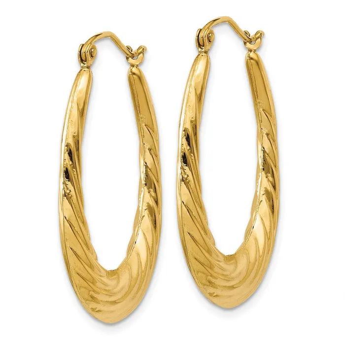 Qgold Earrings 14k Yellow Gold 22 mm Polished Twisted Oval Hollow Hoop Earrings 21 grams Qgold Earrings 14k Yellow Gold 22 mm Polished Twisted Oval Hollow Hoop Earrings 21 grams