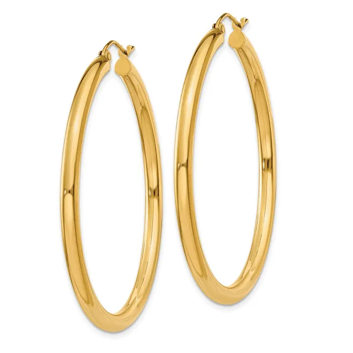 Qgold Earrings 14k Yellow Gold 3 mm Tube Hoop Earrings 389 grams